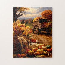 Fall Harvest with Wagon Puzzle
