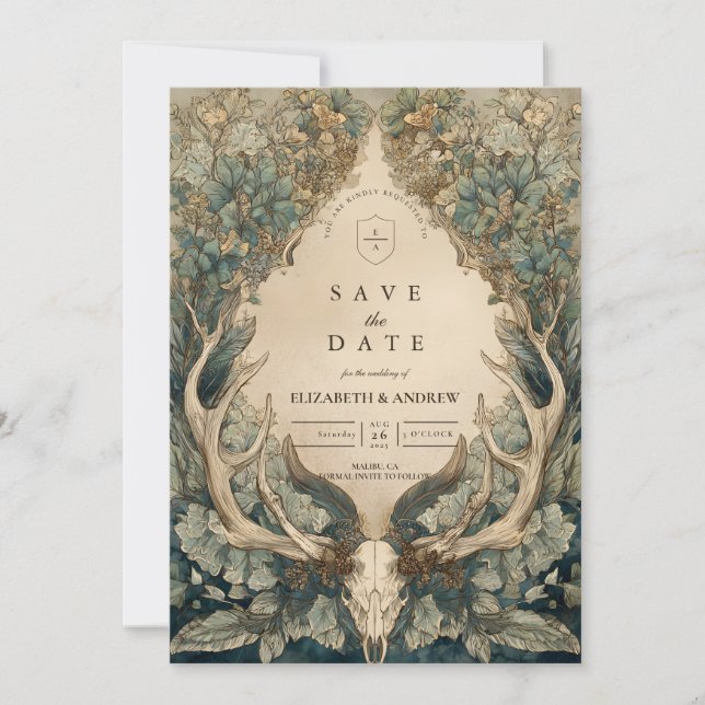 Fall Harvest Woodland Wedding Save The Date (Front)