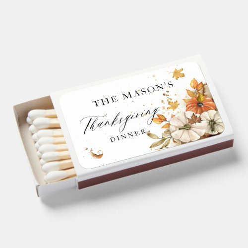 Fall Harvet Thanksgiving Dinner Favor Matchboxes