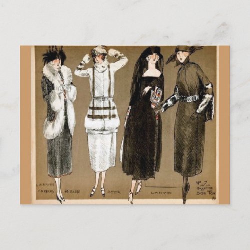 Fall Haute Couture 1920s illustration Postcard