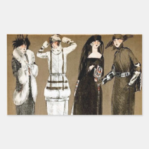 Fall Haute Couture 1920s illustration Rectangular Sticker