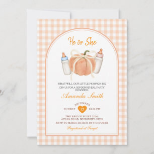 Fall He or She Little Pumpkin Gender Reveal  Invitation