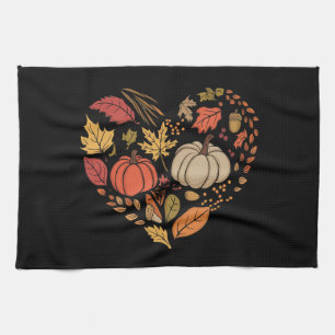 Fall Heart Cottagecore Pumpkin Heart Thanksgiving  Kitchen Towel