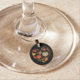 Fall Heart Cottagecore Pumpkin Heart Thanksgiving  Wine Charm