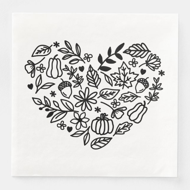 Fall Heart Paper Dinner Napkins (Front)