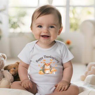 Fall Hedgehog Happy Thanksgiving Baby Bodysuit