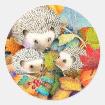 Fall Hedgehogs Stickers by goldersbug at Zazzle