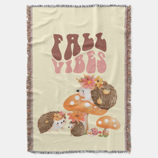 Fall Hedgehogs  Throw Blanket (Front Vertical)