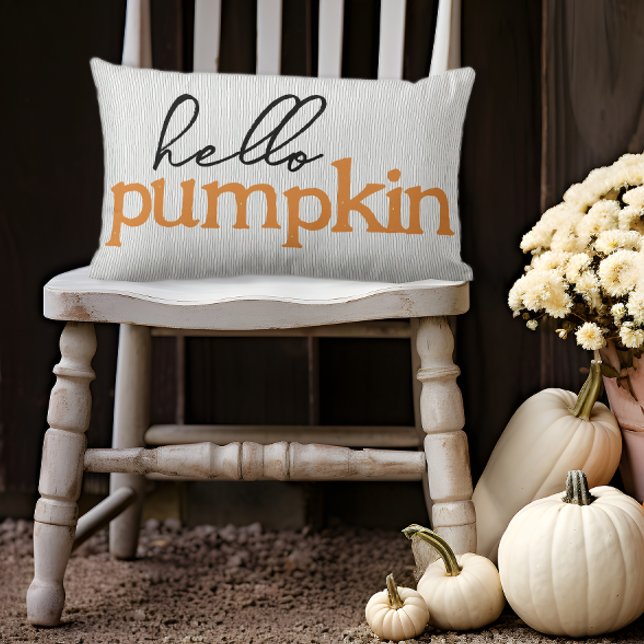 Fall Hello Pumpkin  Lumbar Pillow (Hello Pumpkin Fall Pillow)