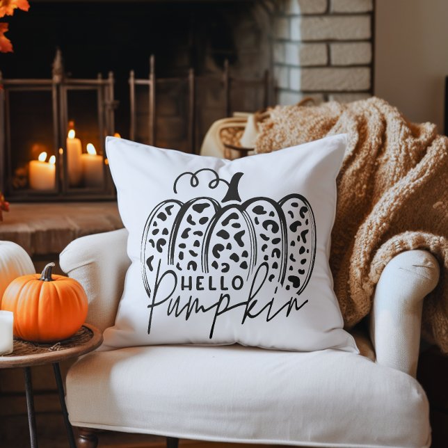 Fall Hello Pumpkin Throw Pillow (Hello Pumpkin Decorative Throw Pillow)