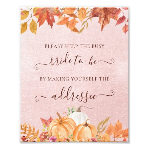 Fall Help the Busy Bride Address an Envelope Photo Print