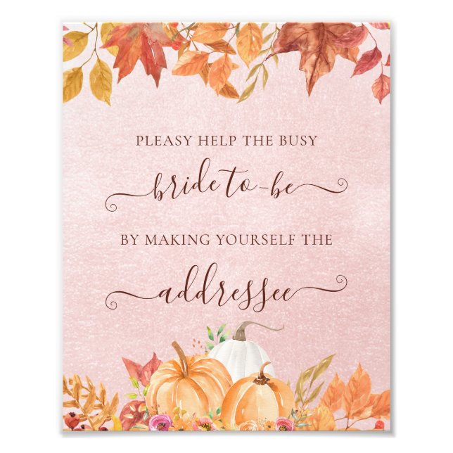 Fall Help the Busy Bride Address an Envelope Photo Print (Front)