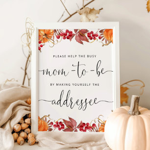 Fall Help the Busy Mom-to-Be Address an Envelope P Poster