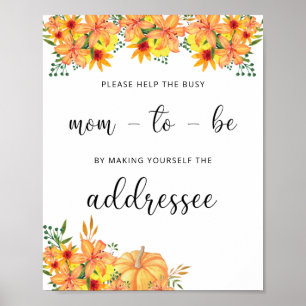 Fall Help the Busy Mom-to-Be Address an Envelope Poster