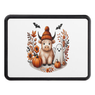 Fall Highland Cow Ghost Png, Autumn Png Hitch Cover