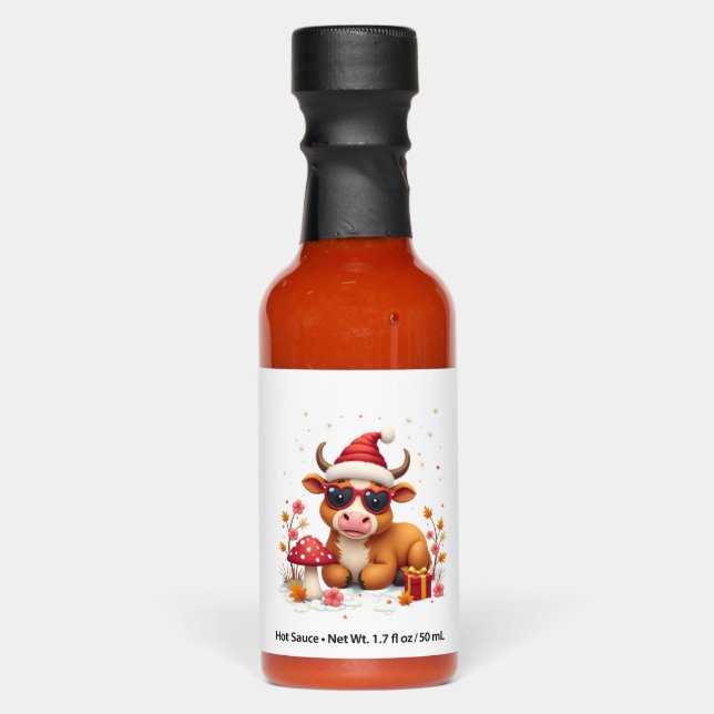 Fall Highland Cow Pumpkin Bow Christmas Girls Kids Hot Sauces (Front)