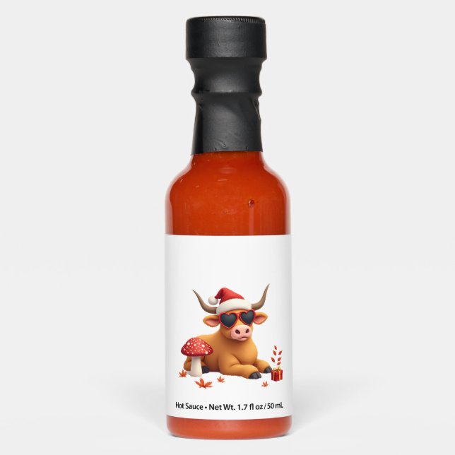 Fall Highland Cow Pumpkin Bow Christmas Girls Kids Hot Sauces (Front)