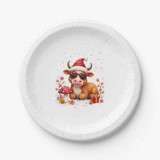 Fall Highland Cow Pumpkin Bow Christmas Girls Kids Paper Plates