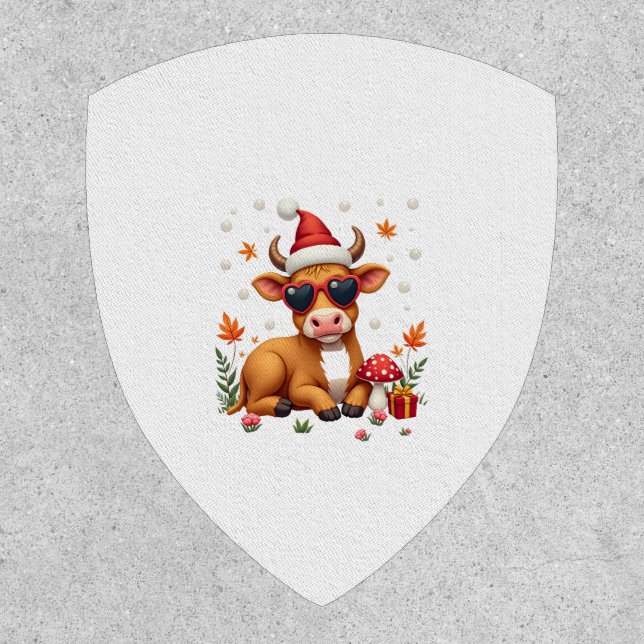 Fall Highland Cow Pumpkin Bow Christmas Girls Kids Patch (Front)