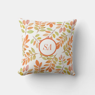 Fall Home Decor Autumn Colors Pink Orange Leaves Throw Pillow