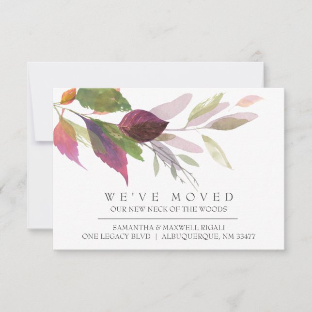 Fall Home Moving Announcement Watercolor Botanical (Front)