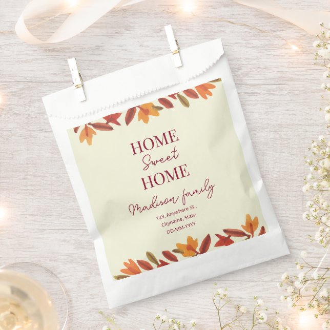 Fall Home Sweet Home open house Housewarming  Favor Bag (Clipped)