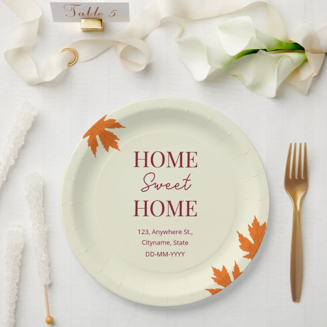Fall Home Sweet Home open house Housewarming  Paper Plates (Wedding)
