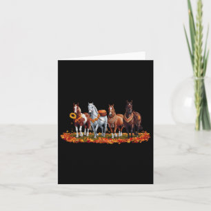 Fall Horse Animal Thanksgiving Sunflowers Pumpkin  Card