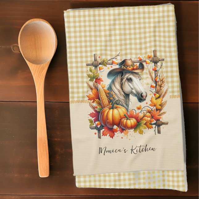 Fall Horse Cowgirl Kitchen Towel (Bring the beauty of fall to life with this stunning collection of designs perfect for the season!
)