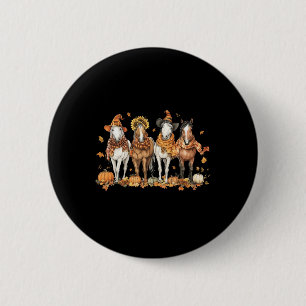 Fall Horse Thanksgiving Horse Autumn Leaves Wester Button