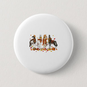 Fall Horse Thanksgiving Horse Autumn Leaves Wester Button