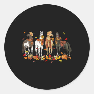 Fall Horse Thanksgiving Horse Autumn Leaves Wester Classic Round Sticker