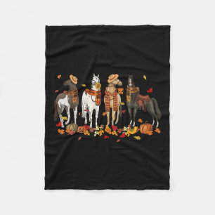 Fall Horse Thanksgiving Horse Autumn Leaves Wester Fleece Blanket
