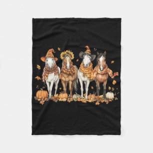 Fall Horse Thanksgiving Horse Autumn Leaves Wester Fleece Blanket