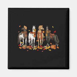 Fall Horse Thanksgiving Horse Autumn Leaves Wester Magnet