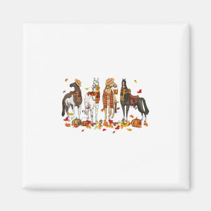 Fall Horse Thanksgiving Horse Autumn Leaves Wester Magnet