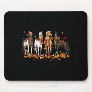 Fall Horse Thanksgiving Horse Autumn Leaves Wester Mouse Pad