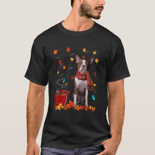Fall Hot Chocolate Red Boston Terrier T-Shirt