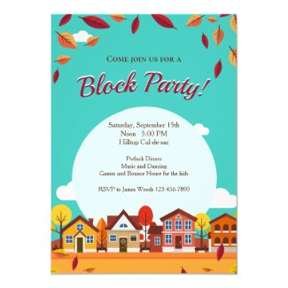 Fall Houses Neighborhood Block Party Invitation