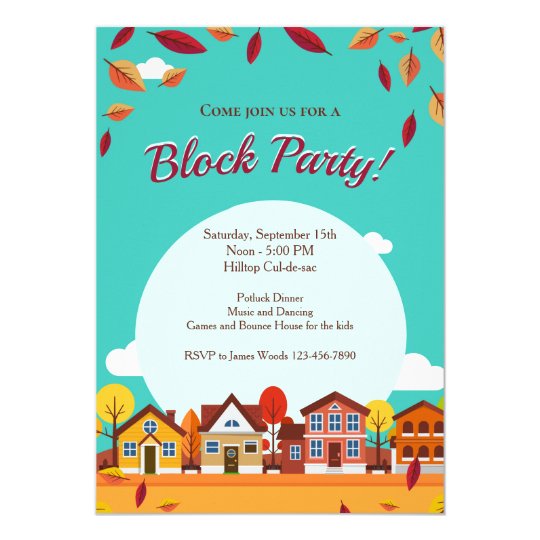 fall houses neighborhood block party invitation zazzle com neighborhood party invitation template