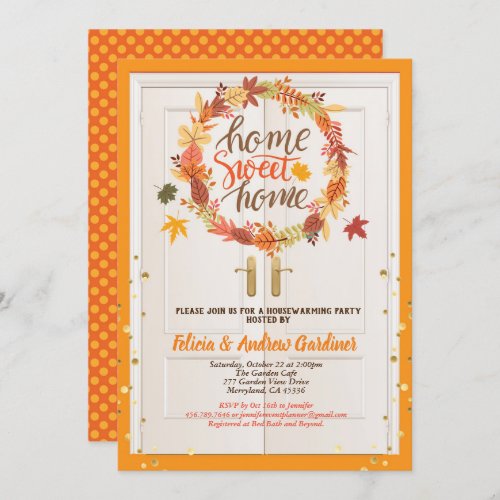 Fall housewarming party open house thanksgiving invitation