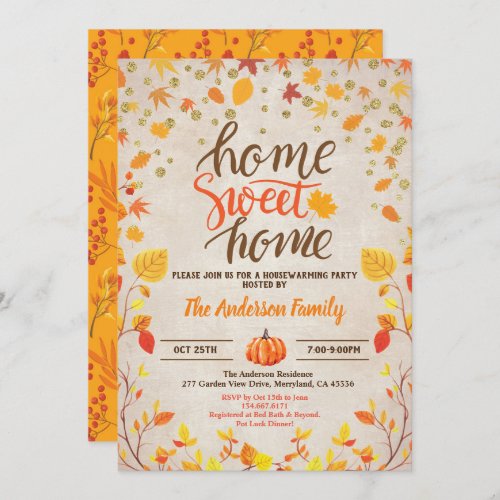 Fall housewarming party rustic vintage coed shower invitation