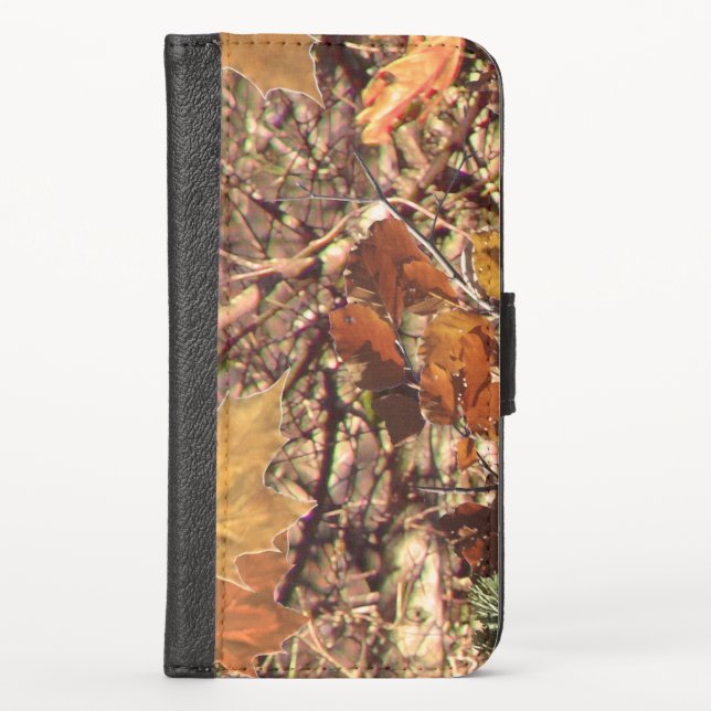 Fall Hunt Camo Background Ready to Customize iPhone Wallet Case (Front)