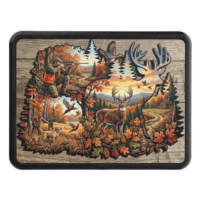 Fall Hunting Compilation Trailer Hitch Cover (Front)