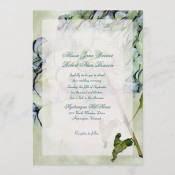 Fall Hydrangea Green And Blue Wedding Invite by fallcolors at Zazzle