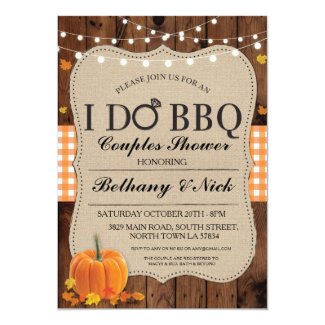 Fall I DO BBQ Couples Showers Rustic Lights Invite