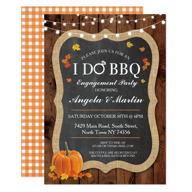 Fall I DO BBQ Engagement Party Couples Invite