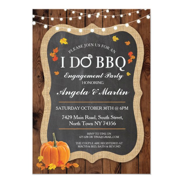 Fall I DO BBQ Engagement Party Couples Invite