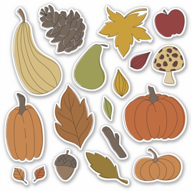 Fall Illustrated Graphic Stickers (Front)