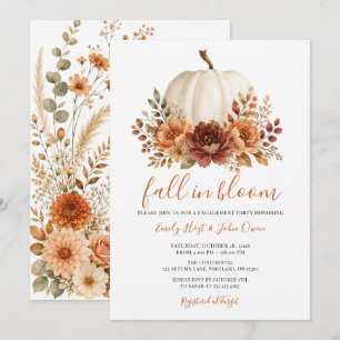 Fall in Bloom White Pumpkin Engagement Party  Invitation